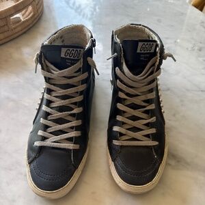 Golden Goose Slide black leather with silver studs Size 40